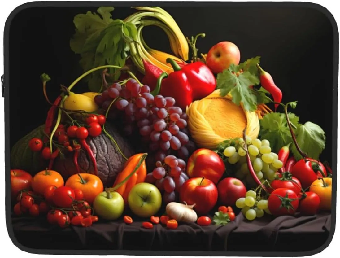 Vegetables and Fruits Pattern Shockproof Portable Laptop 17 inch Sleeve Bag for Men and Women - Ideal for Business Travel, School, and Daily Use