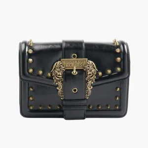 Versace Jeans Couture Black Studded Bag with Gold Baroque Buckle