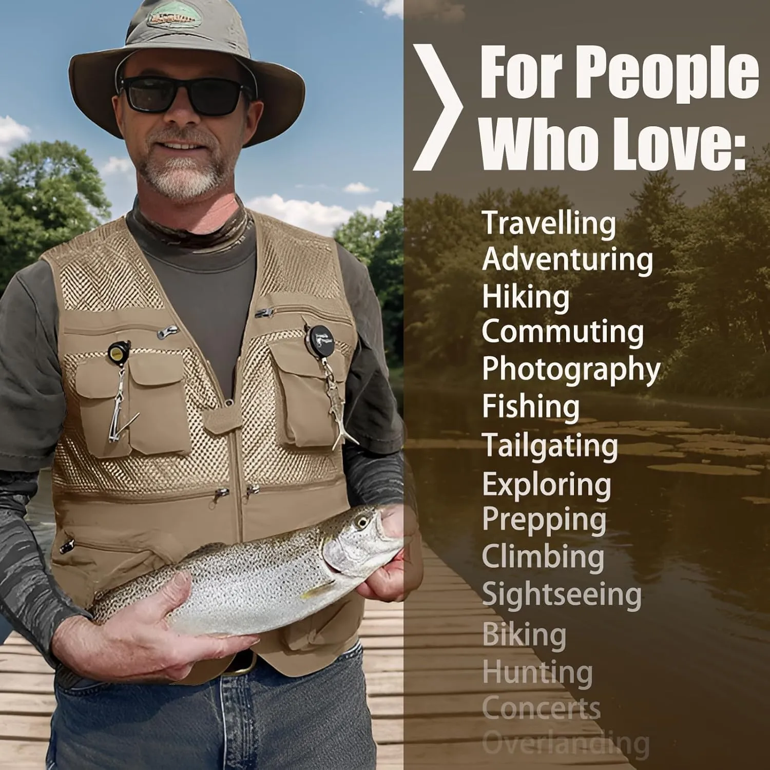 Versatile Men's Summer Vest for Fishing, Travel, Outdoor Work, Safari and Photography with Multiple Pockets