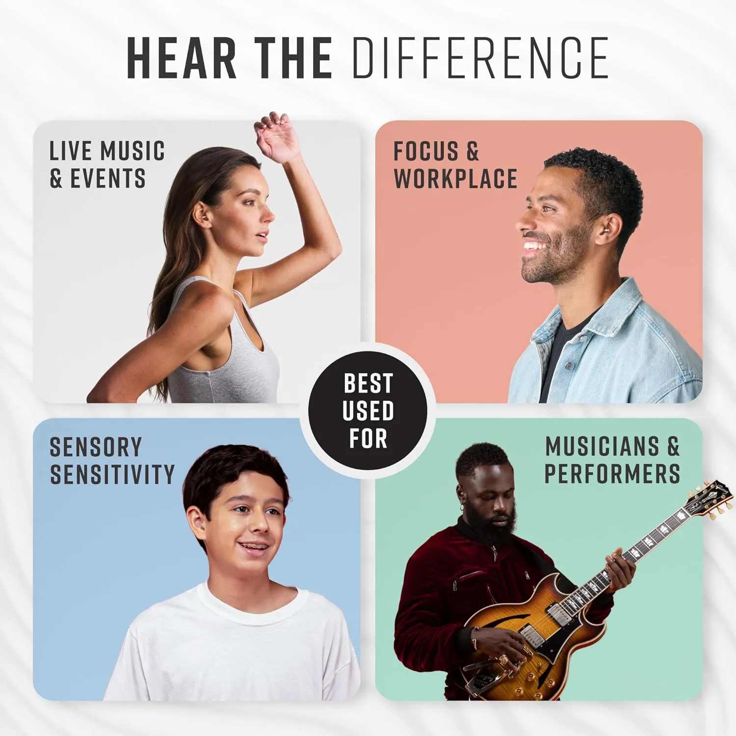 VIBES High Fidelity Concert Ear Plugs - Reusable Noise Reduction Earplugs for Loud Music, Musicians, Raves, Noise Sensitivity, Motorcycles, Airplanes, and Work - Clear