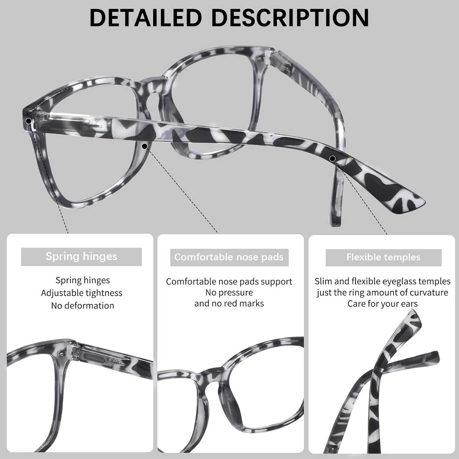 VIDEBLA 5 Pack Blue Light Blocking Reading Glasses,Spring Hinge Readers for Women Men,Anti UV Ray Filter Nerd Eyeglasses
