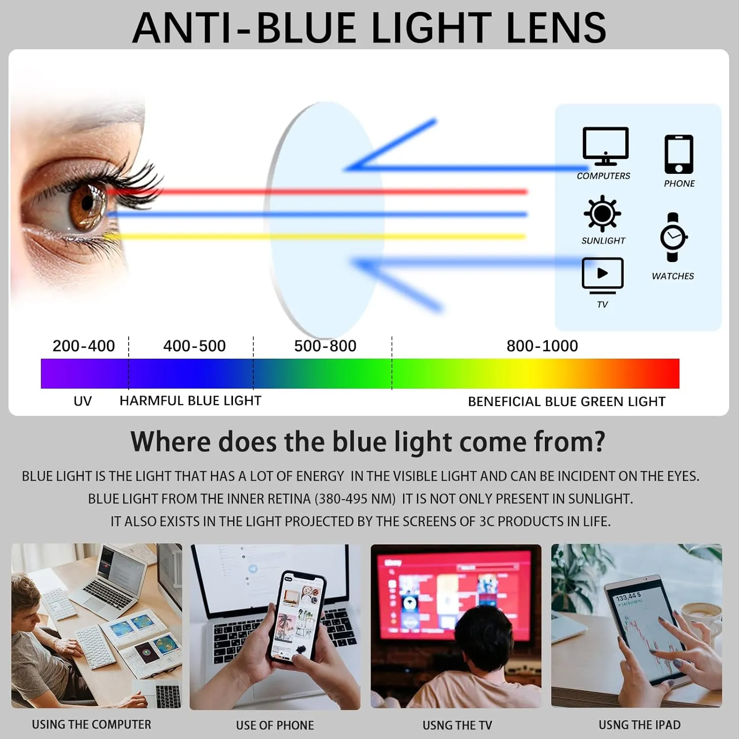 VIDEBLA 5 Pack Blue Light Blocking Reading Glasses,Spring Hinge Readers for Women Men,Anti UV Ray Filter Nerd Eyeglasses