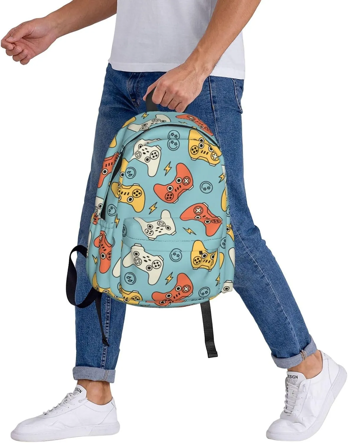 Video Game Laptop Backpack For Men Women, Game Joysticks Lightweight Daypack Bookbag For Daily Commutes Business Travel Hiking