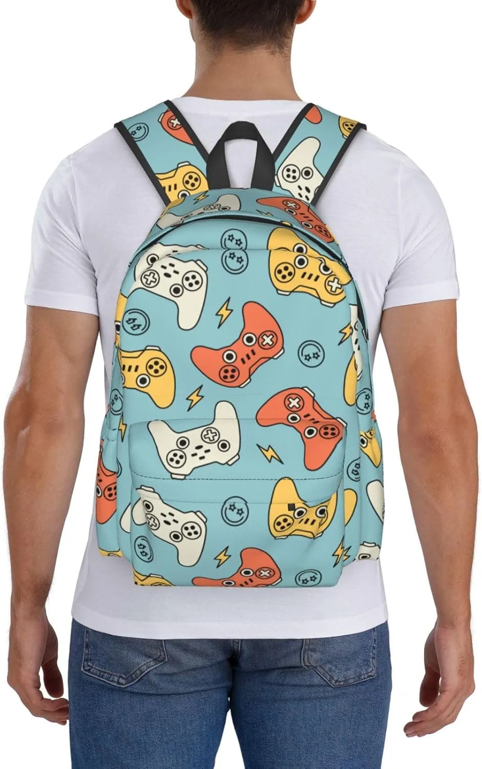 Video Game Laptop Backpack For Men Women, Game Joysticks Lightweight Daypack Bookbag For Daily Commutes Business Travel Hiking
