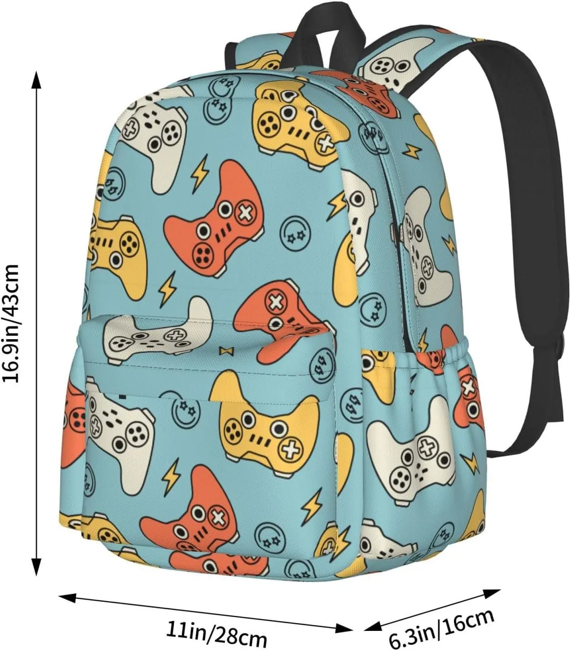 Video Game Laptop Backpack For Men Women, Game Joysticks Lightweight Daypack Bookbag For Daily Commutes Business Travel Hiking