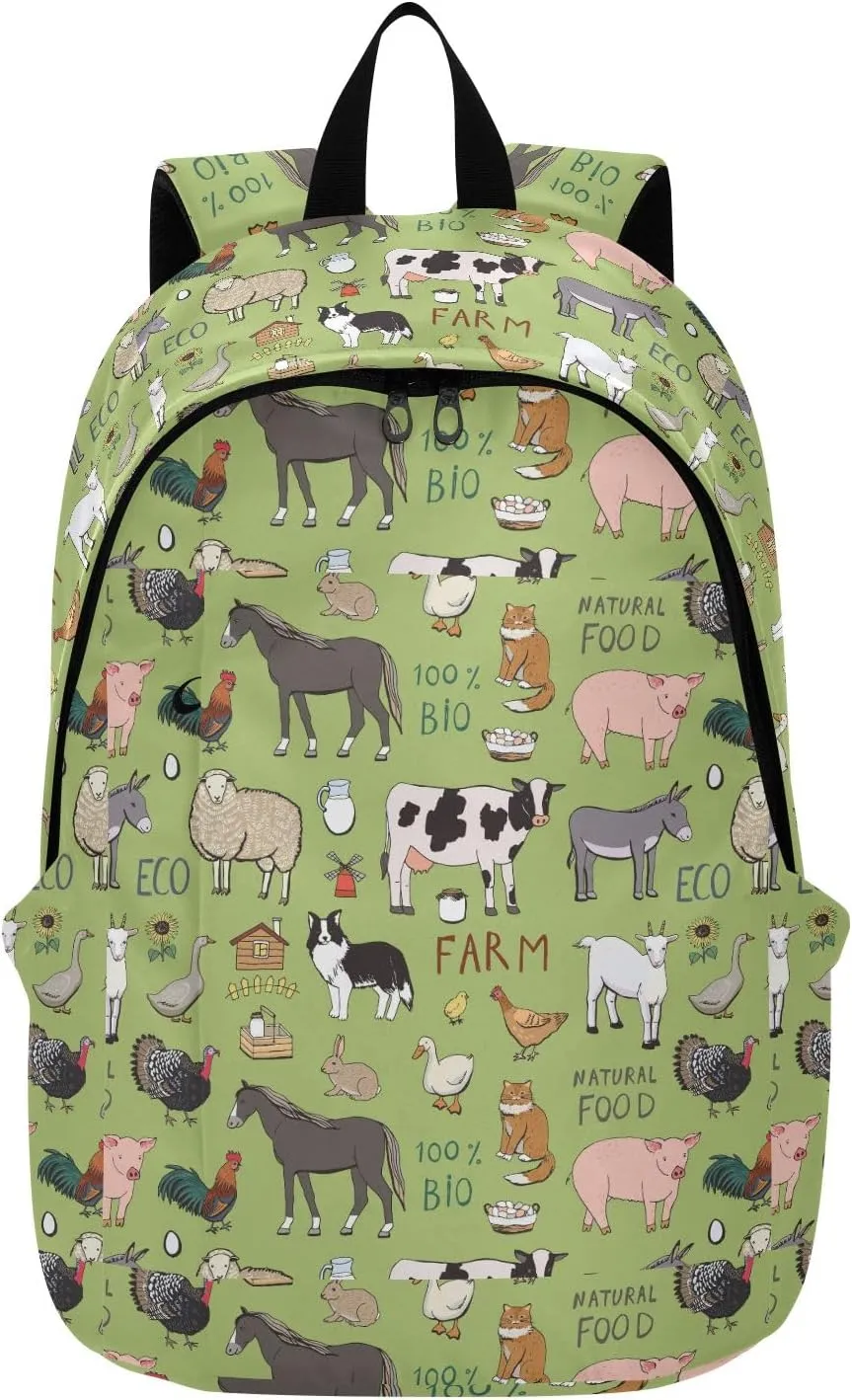 VIGTRO Laptop Backpack Farm Livestock Cartoon Casual Backpack Lightweight for Women Men, Cartoon Travel Work Business Bag Outdoor Daypack