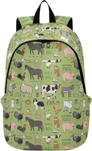 VIGTRO Laptop Backpack Farm Livestock Cartoon Casual Backpack Lightweight for Women Men, Cartoon Travel Work Business Bag Outdoor Daypack