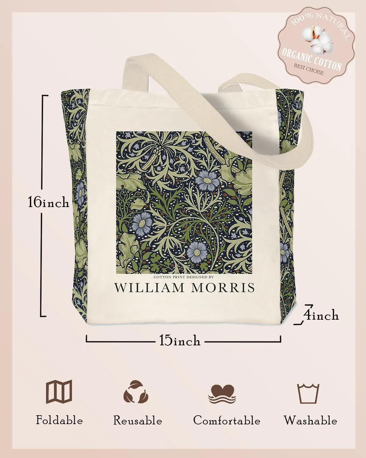 Vintage Aesthetic Canvas Tote Bag Reusable Personalized Shoulder Shopping Bag,