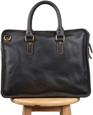 Vintage Briefcase Men's Genuine Leather Laptop 14 Inch Bag Casual Man Handbag Coffee Business Tote Shoulder Office Bags (Color : A, Size : One Size)