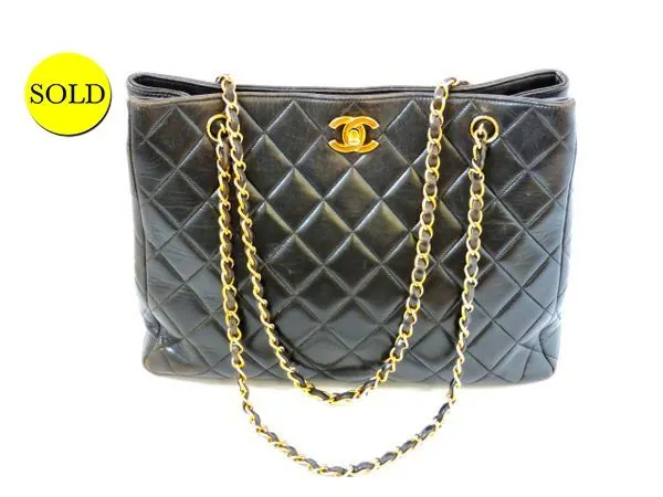 Vintage Quilted Leather Shopping Tote