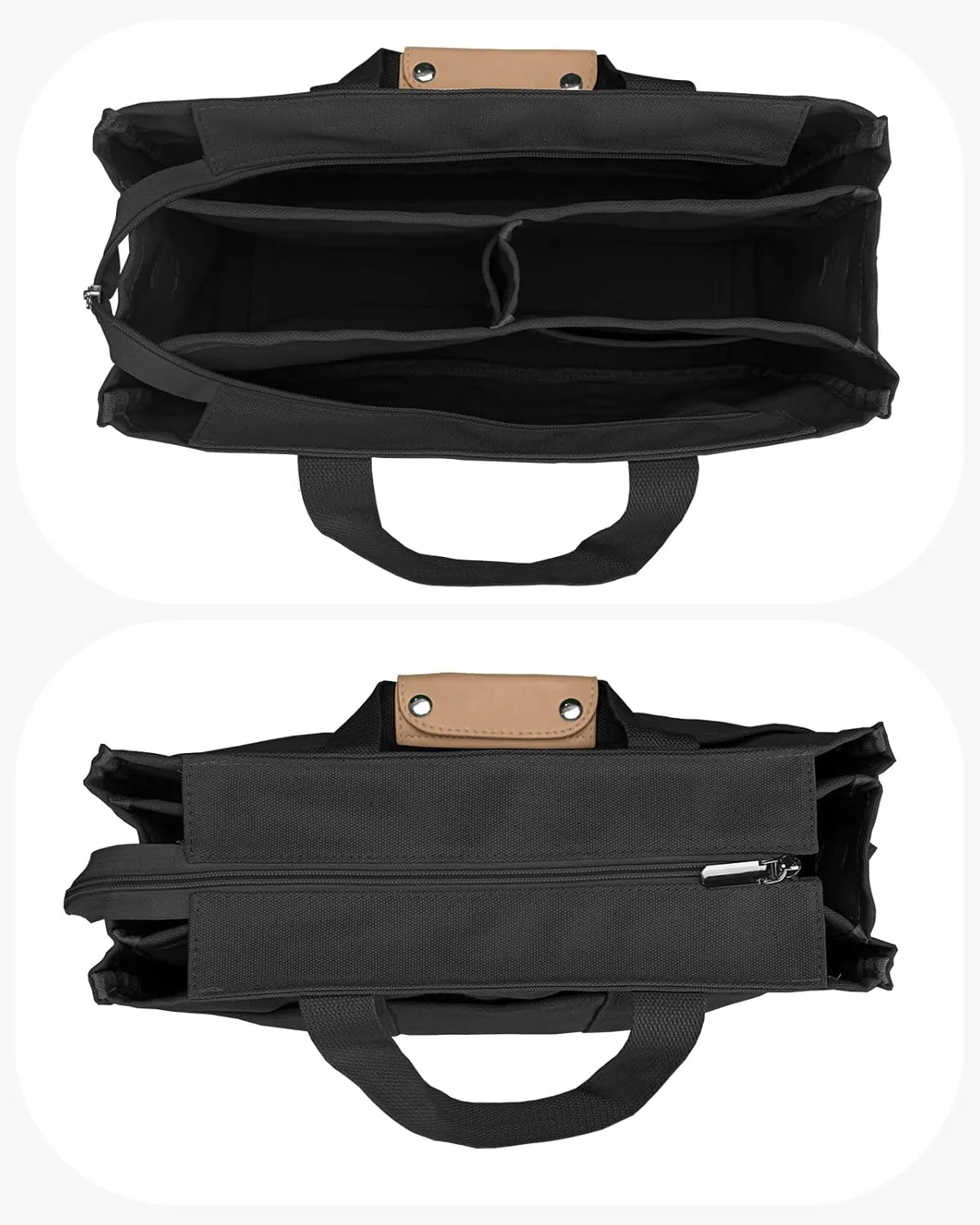 VOFANK Canvas Tote Bag for Women with Zipper and Compartments Large Work Bible Bag Crossbody Shoulder Bag Travel Handbag