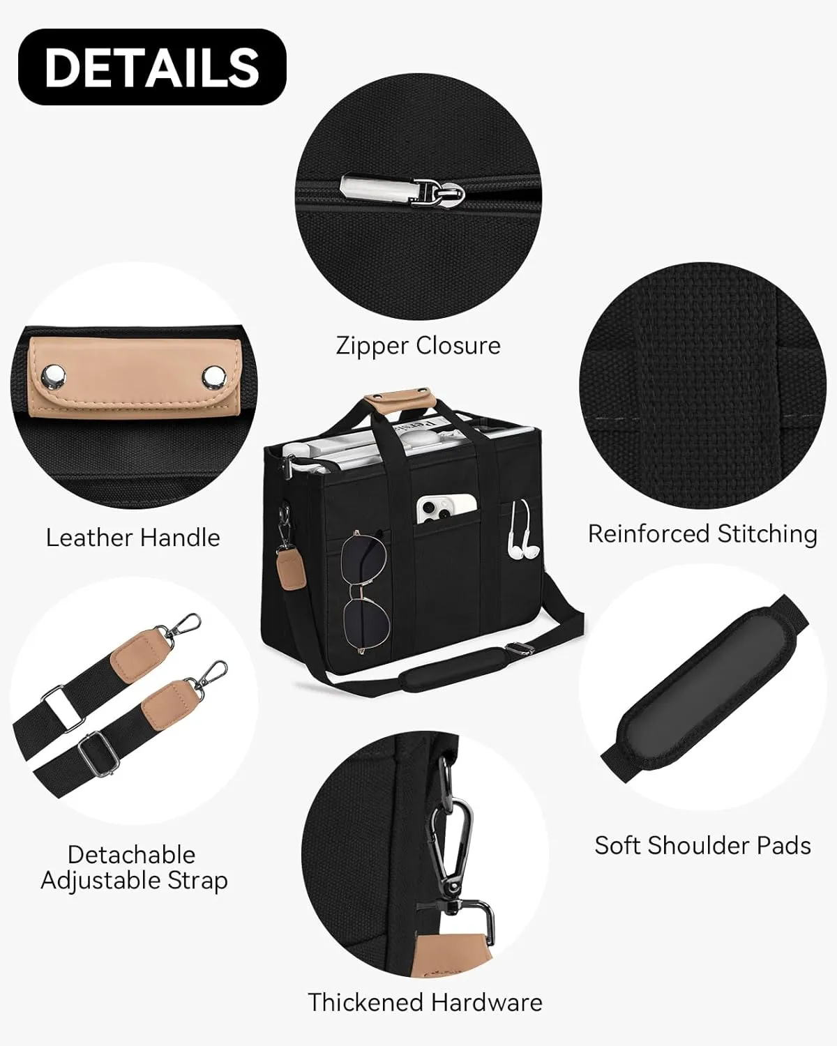 VOFANK Canvas Tote Bag for Women with Zipper and Compartments Large Work Bible Bag Crossbody Shoulder Bag Travel Handbag