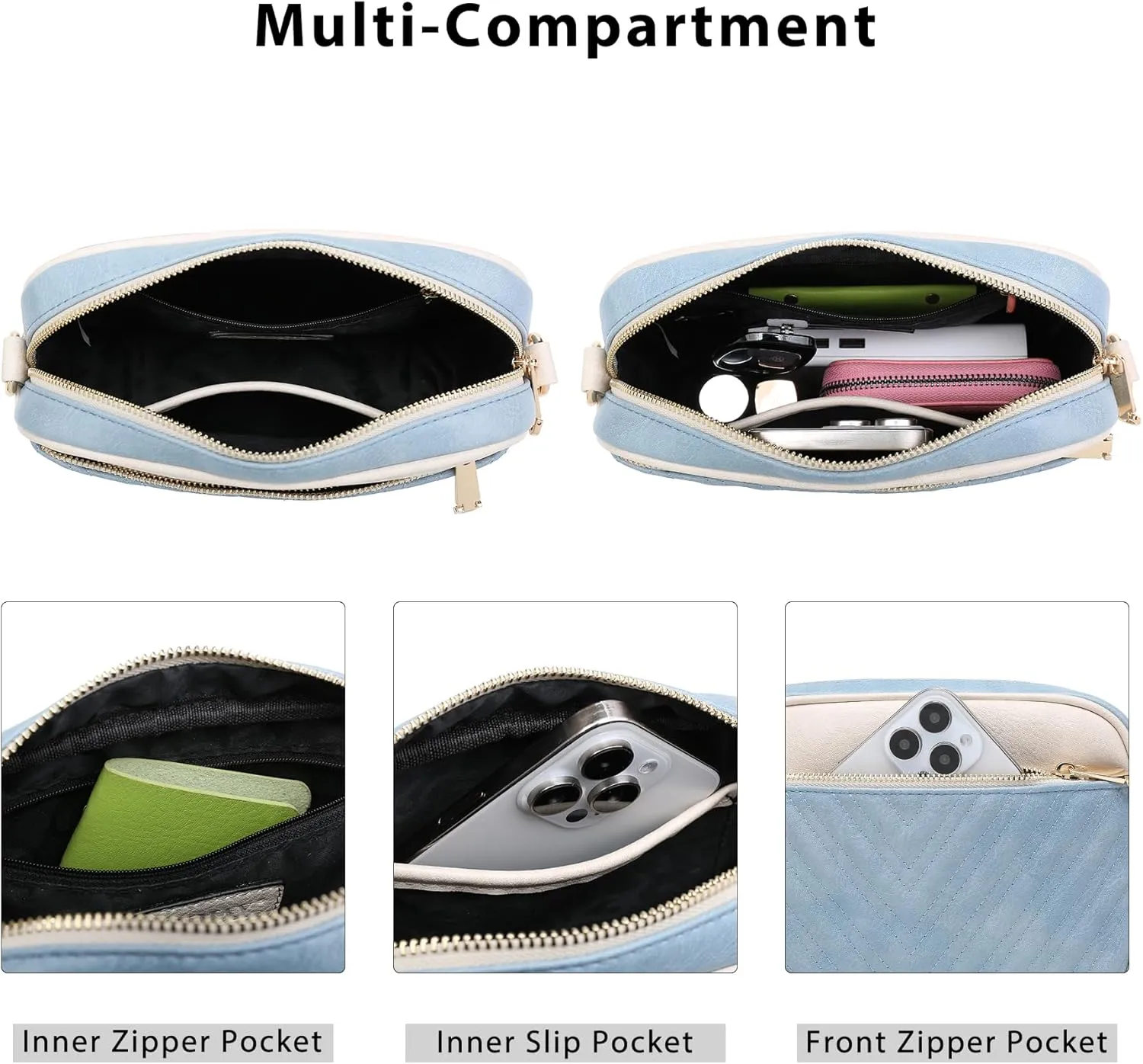 VONMAY Crossbody Purse for Women Quilted Crossbody Bags Vegan Leather Purses Small Shoulder Handbags with Wide Strap
