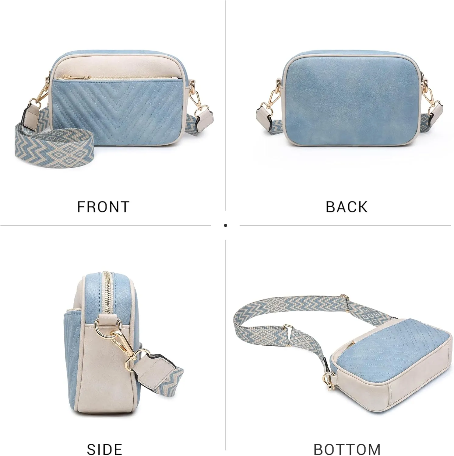 VONMAY Crossbody Purse for Women Quilted Crossbody Bags Vegan Leather Purses Small Shoulder Handbags with Wide Strap