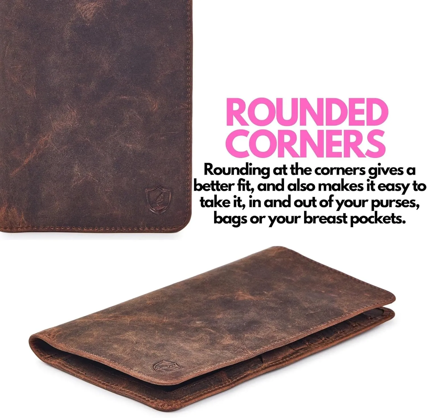 Wallet for Men Women Real Leather Long Bifold RFID Blocking Slim Stylish Credit Card Case Pen Holder with 2 ID Windows in Gift Box (Crazy Horse, Cognac)