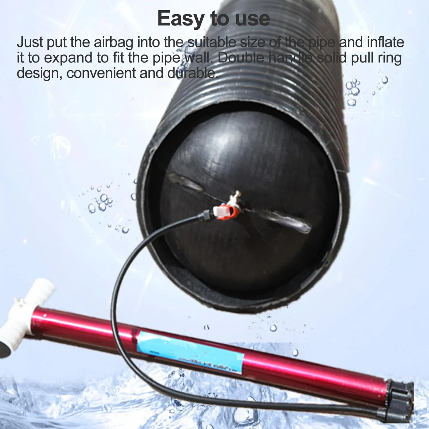 Water Shut Off Airbag, 9.9 Inch Closed Water Test AirBag, Inflatable Pipe Plug, Sewer Test Plug, Quickly Shut Off Water, Used for Drainage Pipe, Sewage Pipe Temporary Water Blocking, Closed Water Test