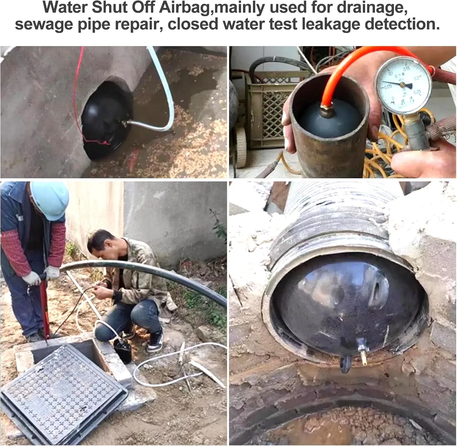 Water Shut Off Airbag, 9.9 Inch Closed Water Test AirBag, Inflatable Pipe Plug, Sewer Test Plug, Quickly Shut Off Water, Used for Drainage Pipe, Sewage Pipe Temporary Water Blocking, Closed Water Test