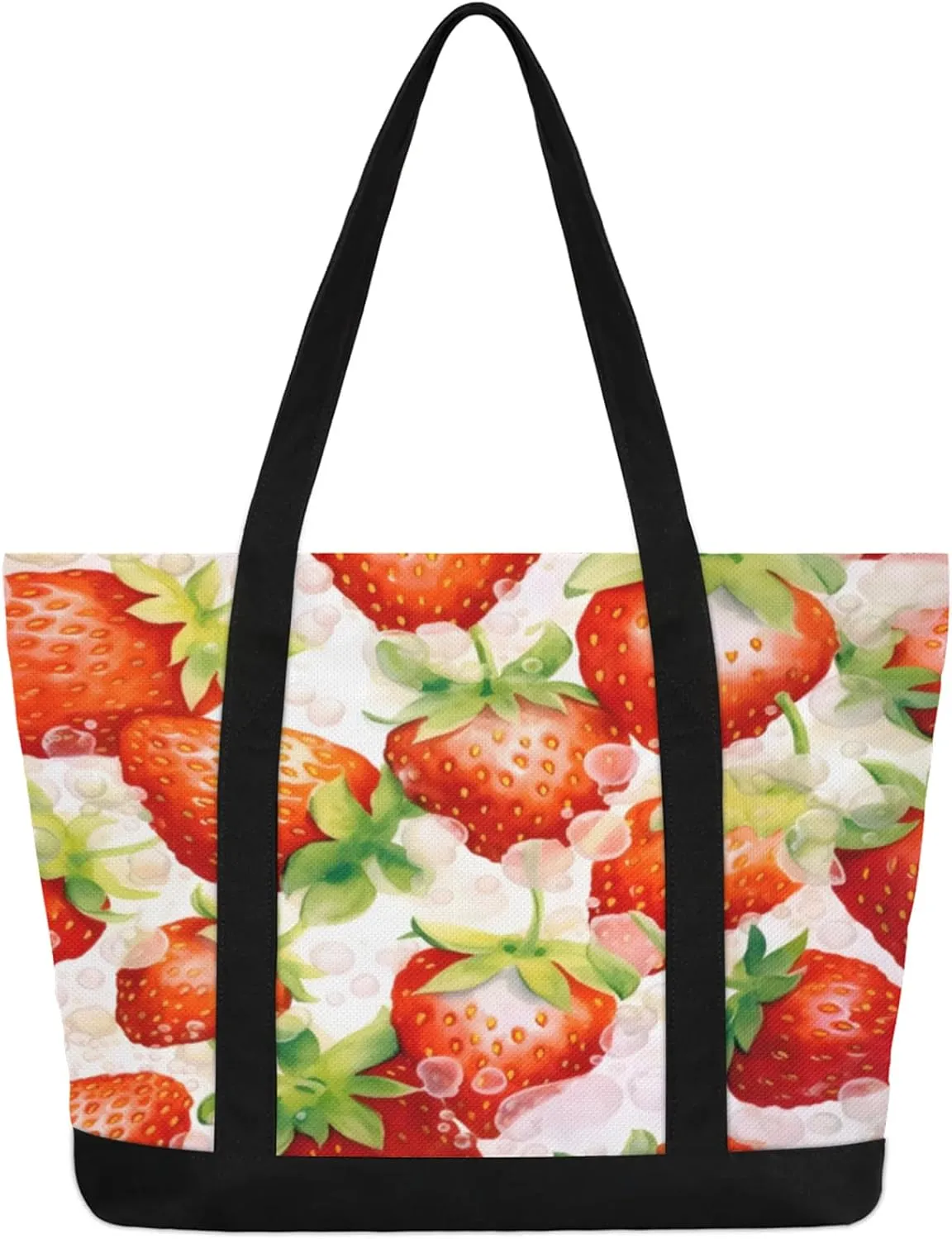 Watercolor Blue Wildflower Canvas Tote Bag Casual Shoulder Handbag Large Shopping Bags With 5 Pocket