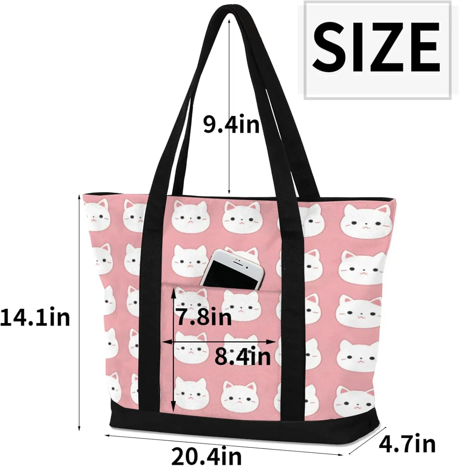 Watercolor Blue Wildflower Canvas Tote Bag Casual Shoulder Handbag Large Shopping Bags With 5 Pocket