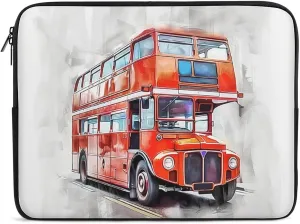 Watercolor Bus Laptop Sleeve 13/15 Inch Briefcase Cover Shockproof Protective Case Handbags Portable Laptop Bag