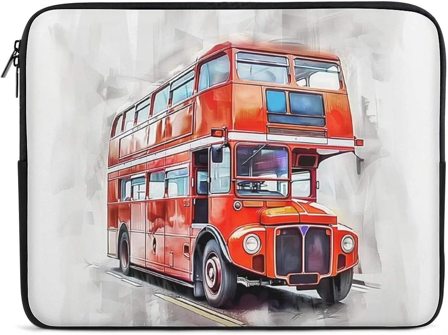 Watercolor Bus Laptop Sleeve 13/15 Inch Briefcase Cover Shockproof Protective Case Handbags Portable Laptop Bag