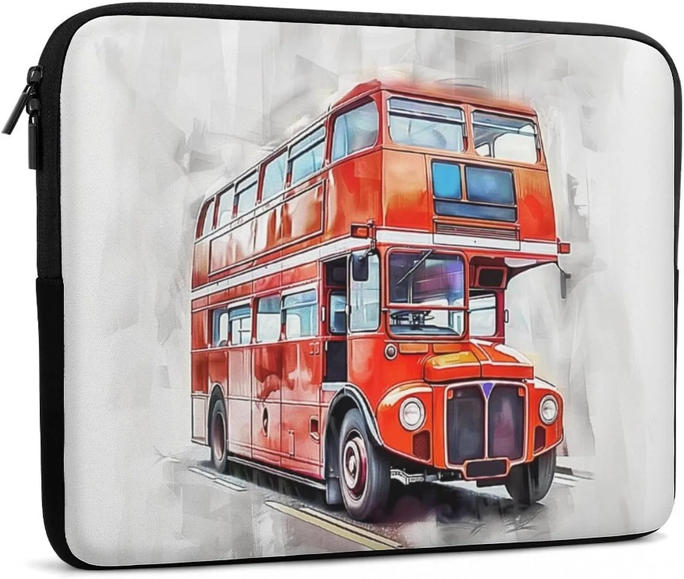 Watercolor Bus Laptop Sleeve 13/15 Inch Briefcase Cover Shockproof Protective Case Handbags Portable Laptop Bag