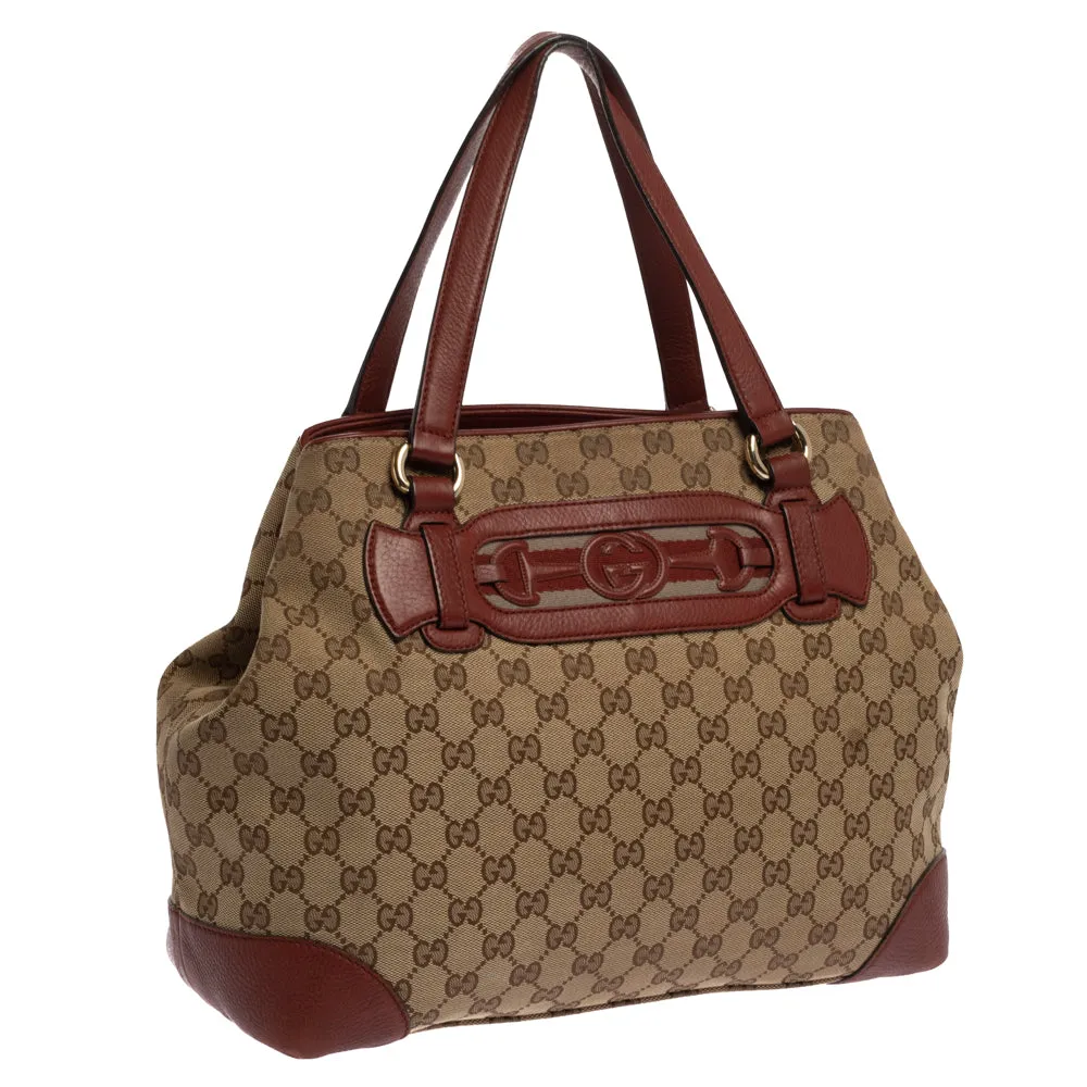 Web Leather Beige/Red Plug-and-play Medium GG and Dressage Gucci Modern Canvas Tote Supreme