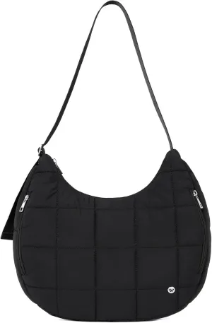 WESTBRONCO Puffer Crescent Shoulder Bag for Women, Nylon Quilted Shoulder Purses, Puffy Handbags with Adjustable Strap