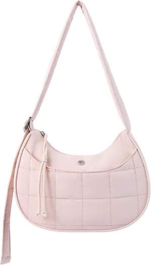 WESTBRONCO Puffer Crescent Shoulder Bags for Women Puffy Quilted Handbags, Nylon Shoulder Purse with Adjustable Strap
