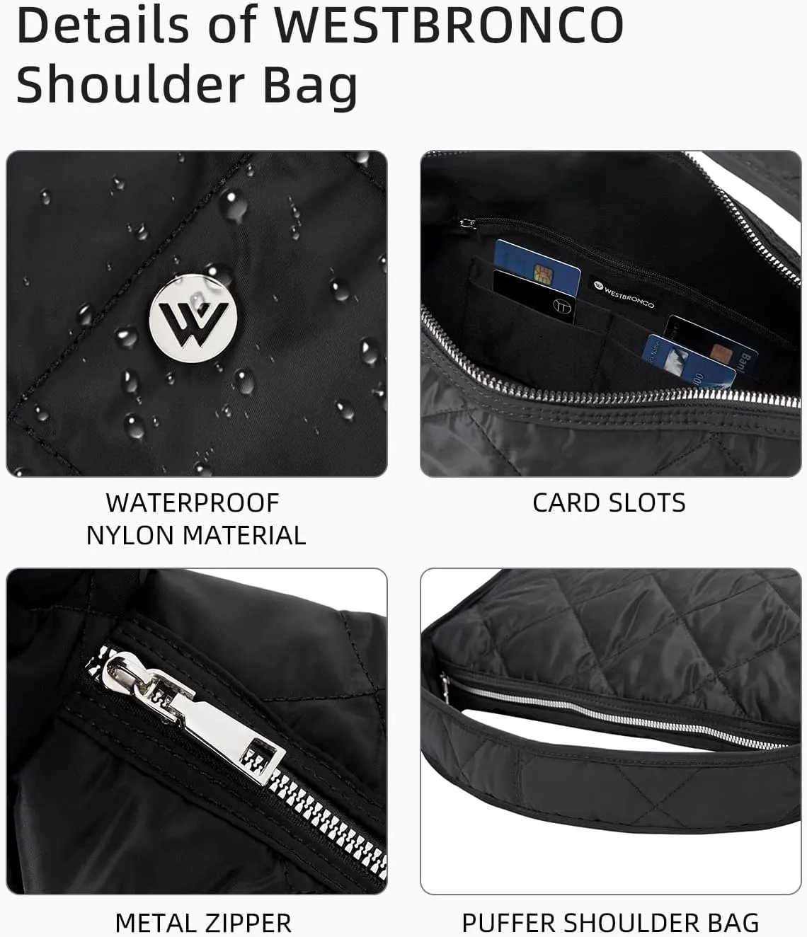 WESTBRONCO Small Crossbody Bags for Women Nylon with Adjustable Strap, Mini Crossbody Purse, Shoulder Bag Traveling Workout