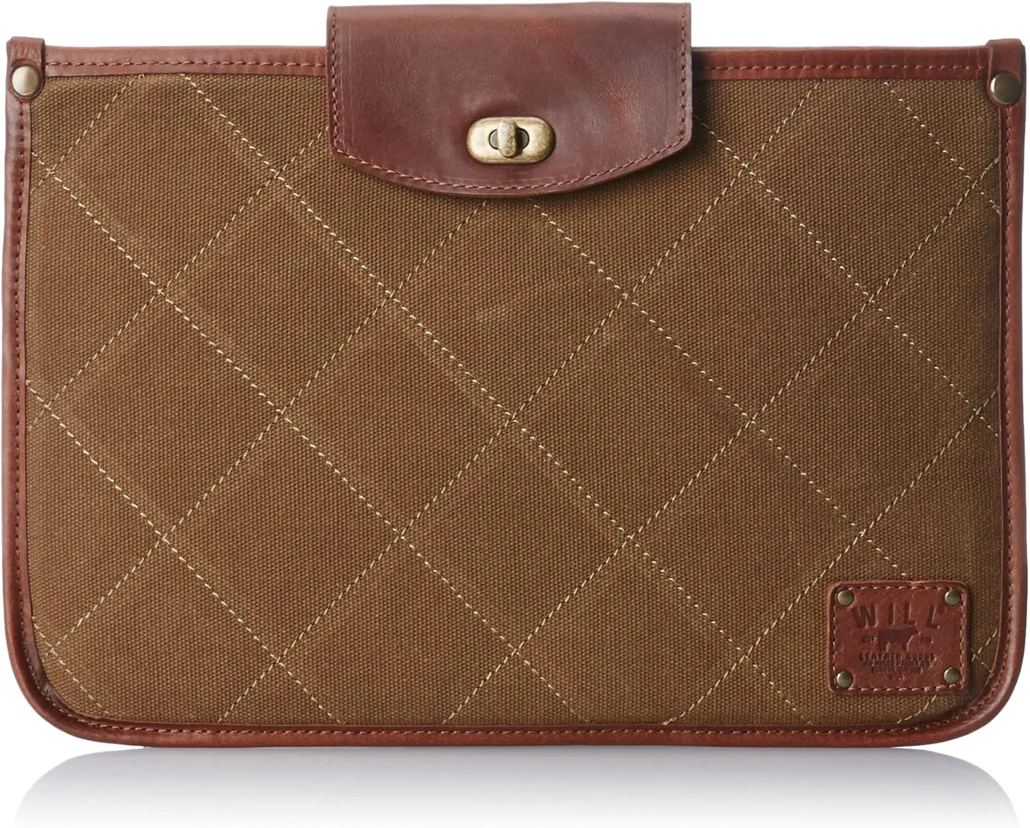 Will Leather Goods Men's 13 Inch Turn Lock Laptop Sleeve, Tobacco, One Size