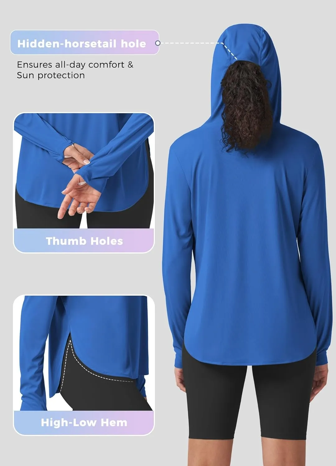 Willit Women's Sun Shirts Hooded UPF 50  Long Sleeve Hiking Workout Tops Lightweight Quick Dry UV Protection