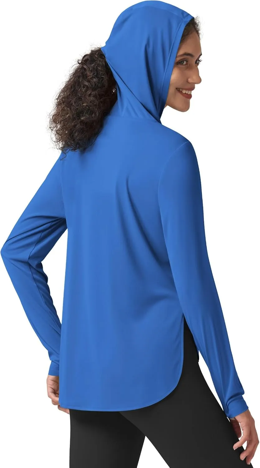 Willit Women's Sun Shirts Hooded UPF 50  Long Sleeve Hiking Workout Tops Lightweight Quick Dry UV Protection