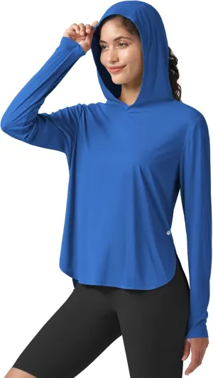 Willit Women's Sun Shirts Hooded UPF 50  Long Sleeve Hiking Workout Tops Lightweight Quick Dry UV Protection