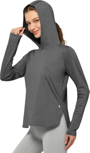Willit Women's Sun Shirts Hooded UPF 50  Long Sleeve Hiking Workout Tops Lightweight Quick Dry UV Protection