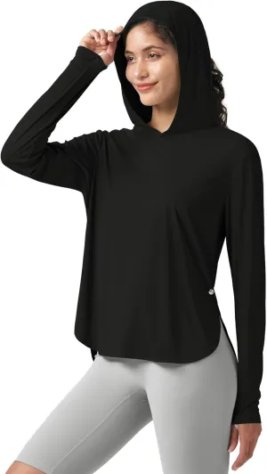 Willit Women's Sun Shirts Hooded UPF 50  Long Sleeve Hiking Workout Tops Lightweight Quick Dry UV Protection