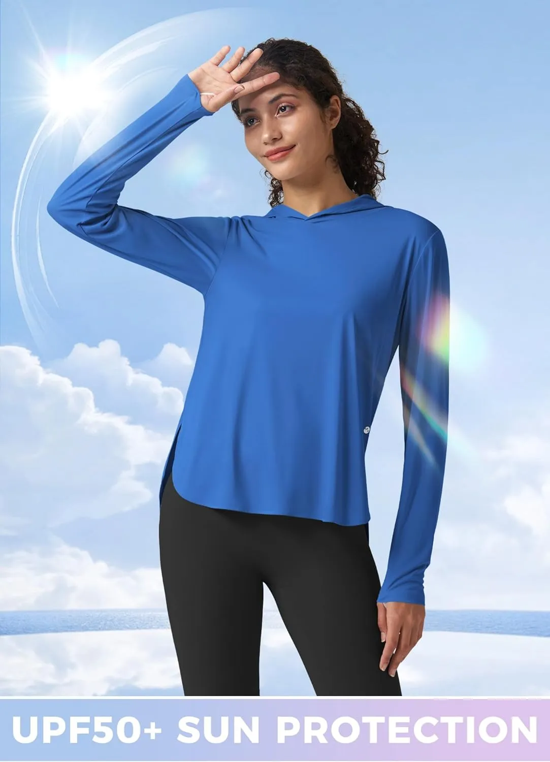 Willit Women's Sun Shirts Hooded UPF 50  Long Sleeve Hiking Workout Tops Lightweight Quick Dry UV Protection
