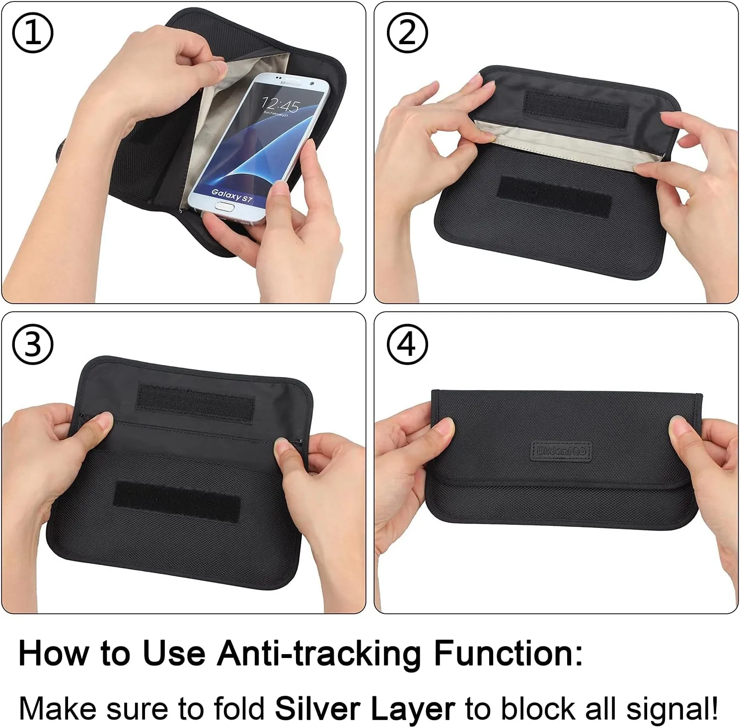 Wisdompro Faraday Bag, RFID Signal Blocking Bag Shielding Pouch Wallet Case for Cell Phone Privacy Protection and Car Key FOB