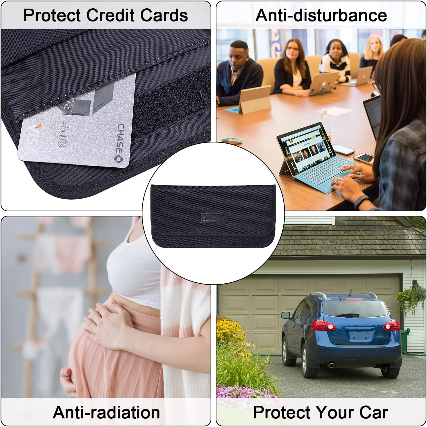 Wisdompro Faraday Bag, RFID Signal Blocking Bag Shielding Pouch Wallet Case for Cell Phone Privacy Protection and Car Key FOB