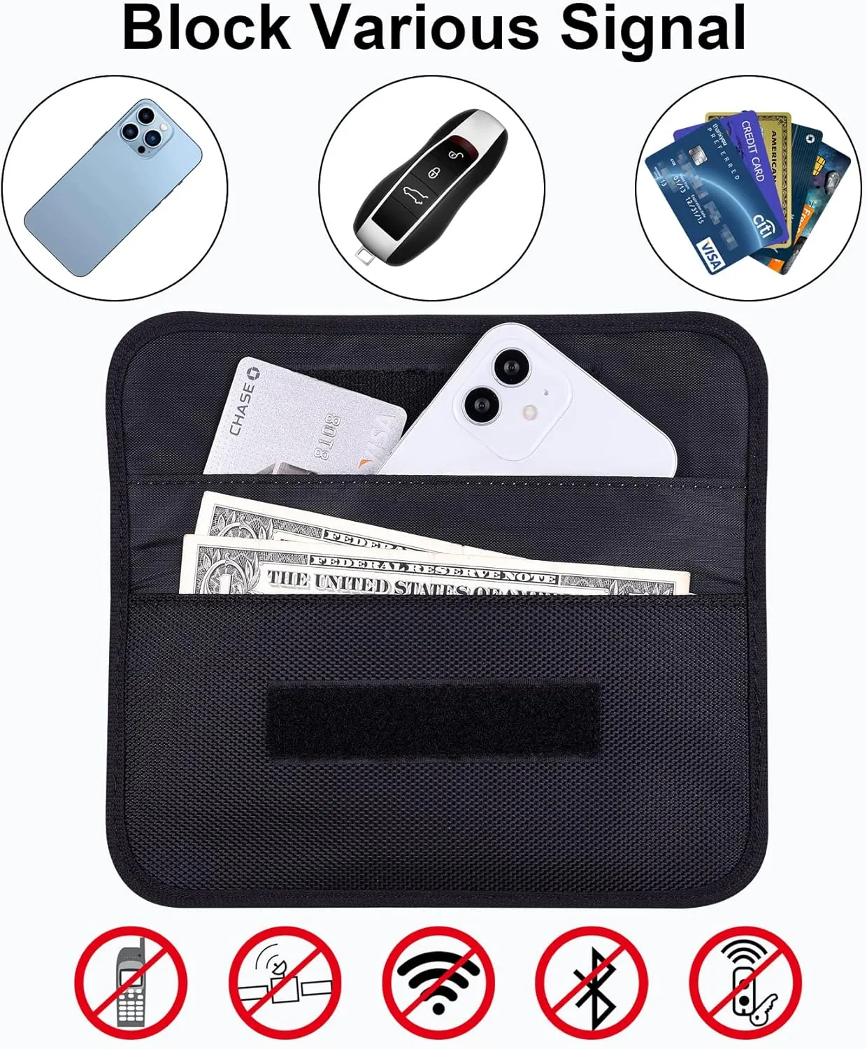 Wisdompro Faraday Bag, RFID Signal Blocking Bag Shielding Pouch Wallet Case for Cell Phone Privacy Protection and Car Key FOB