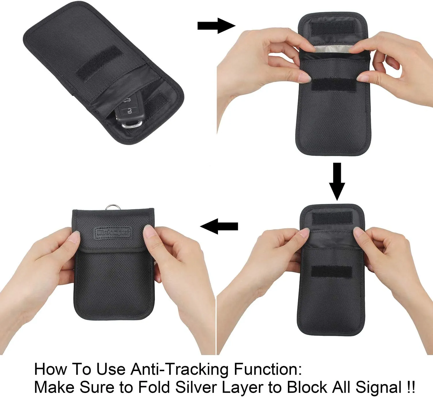Wisdompro RFID Key FOB Protector for Car Key Signal Blocking, WP4697 Faraday Bag for Anti-Hacking, Anti-Theft Pouch