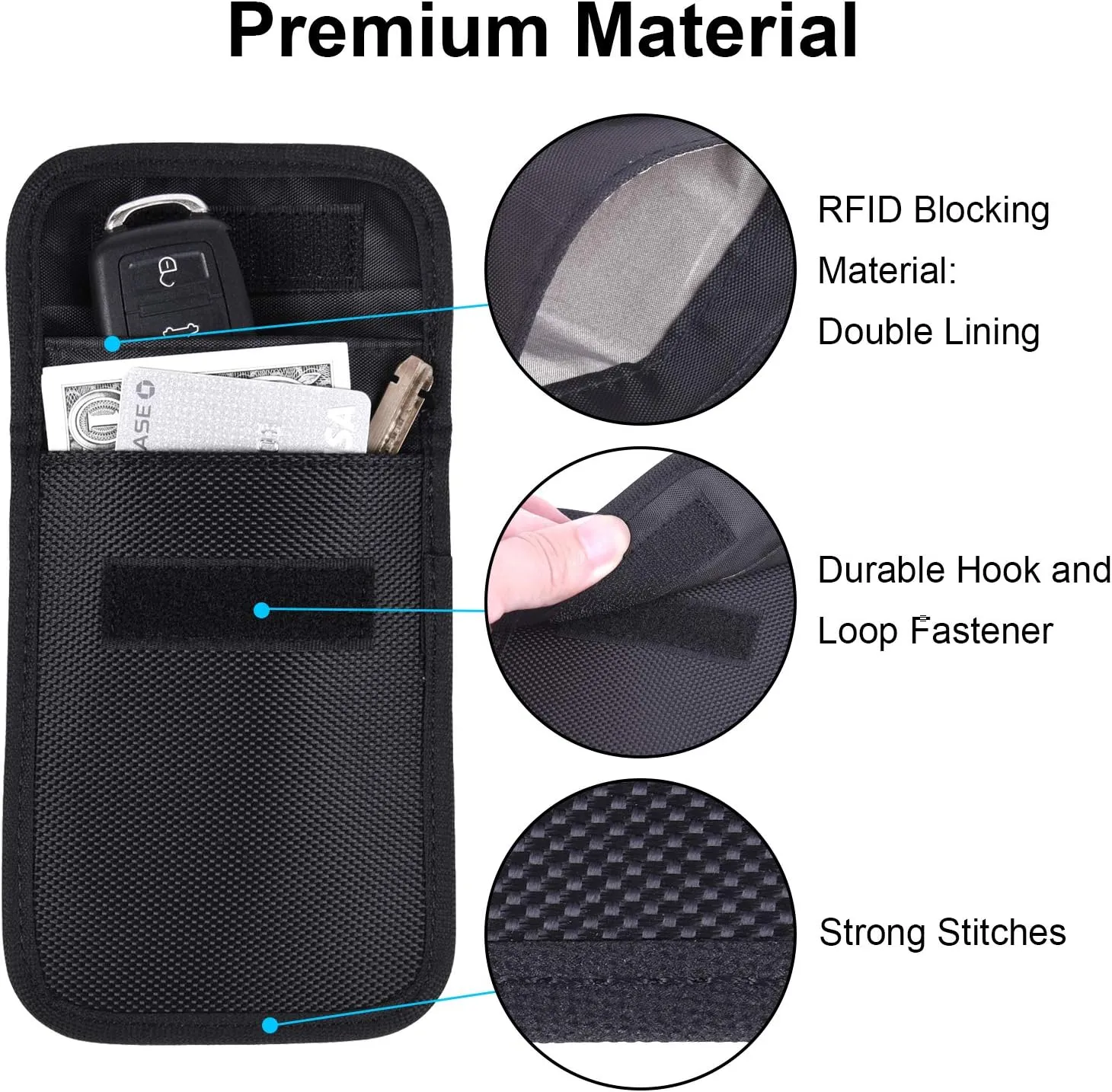 Wisdompro RFID Key FOB Protector for Car Key Signal Blocking, WP4697 Faraday Bag for Anti-Hacking, Anti-Theft Pouch