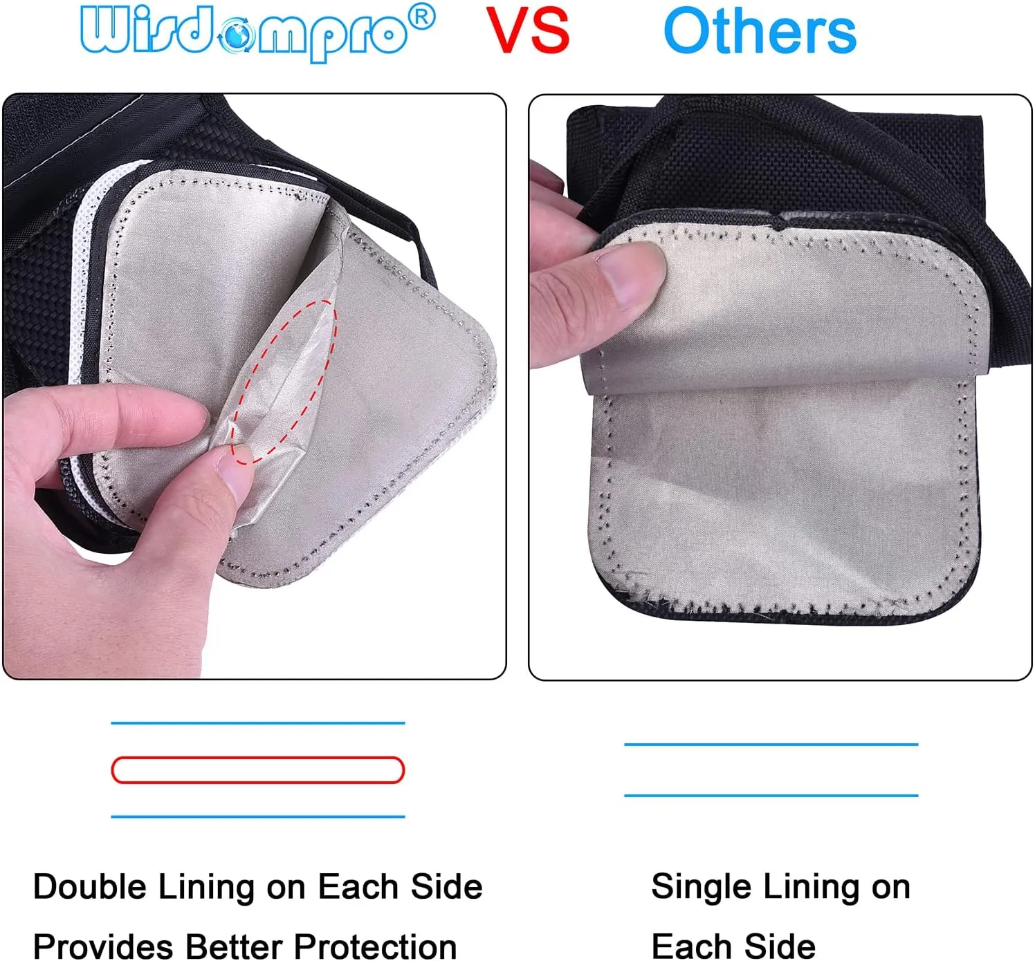 Wisdompro RFID Key FOB Protector for Car Key Signal Blocking, WP4697 Faraday Bag for Anti-Hacking, Anti-Theft Pouch