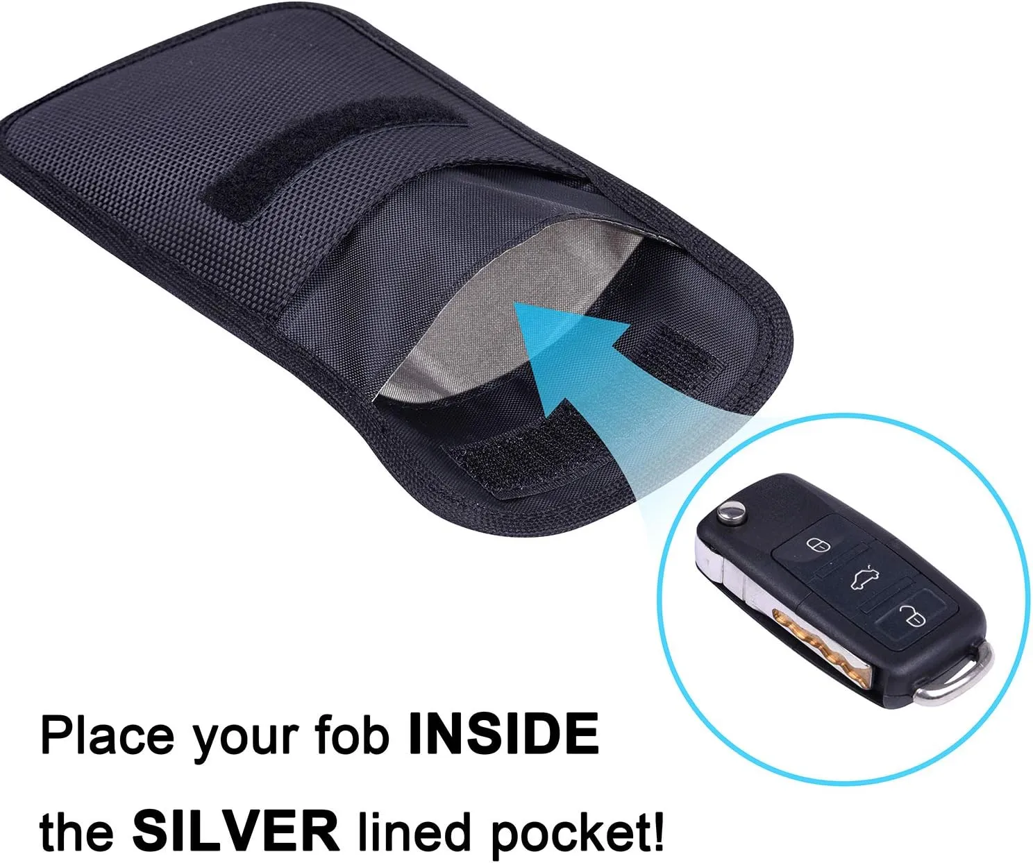 Wisdompro RFID Key FOB Protector for Car Key Signal Blocking, WP4697 Faraday Bag for Anti-Hacking, Anti-Theft Pouch