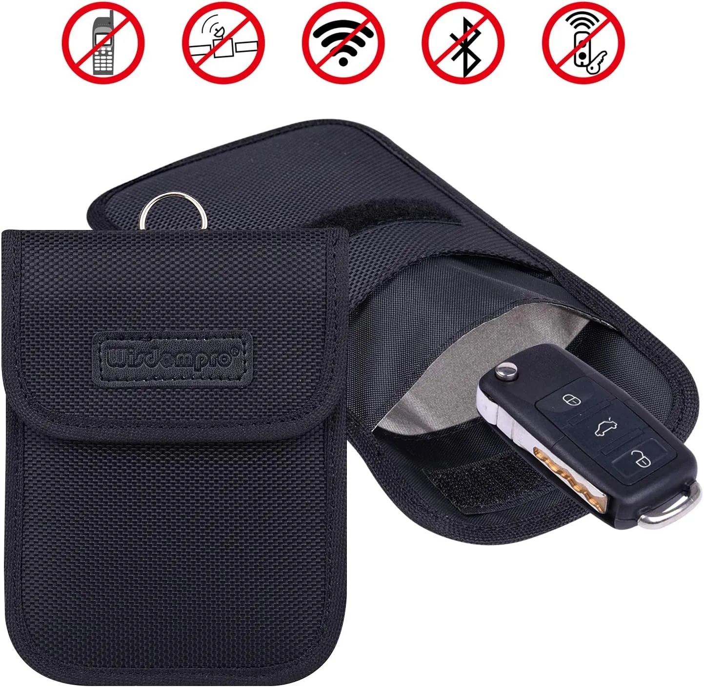 Wisdompro RFID Key FOB Protector for Car Key Signal Blocking, WP4697 Faraday Bag for Anti-Hacking, Anti-Theft Pouch