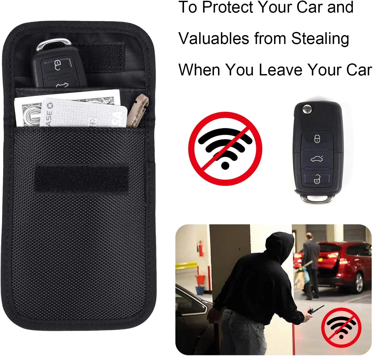 Wisdompro RFID Key FOB Protector for Car Key Signal Blocking, WP4697 Faraday Bag for Anti-Hacking, Anti-Theft Pouch