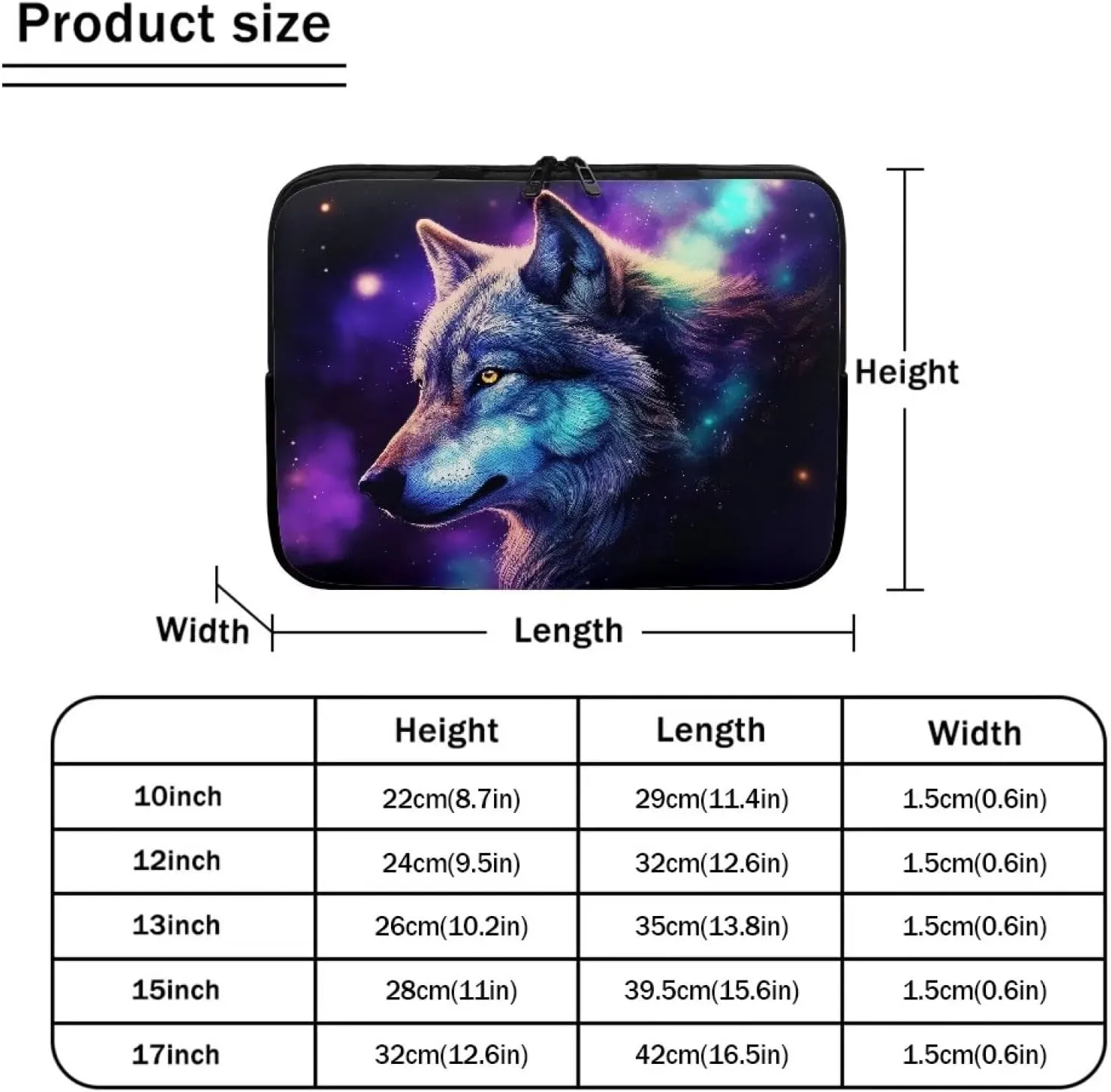 Wolf Printed Laptop Briefcase for Women Men, Waterproof Laptop Case Bag Laptop Case for 12 Inch, Lightweight Computer Carrying Cover with Zipper for Office Business Traveling