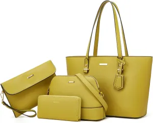 Women Fashion Handbags Wallet Tote Bag Shoulder Bag Top Handle Satchel Purse Set 4pcs