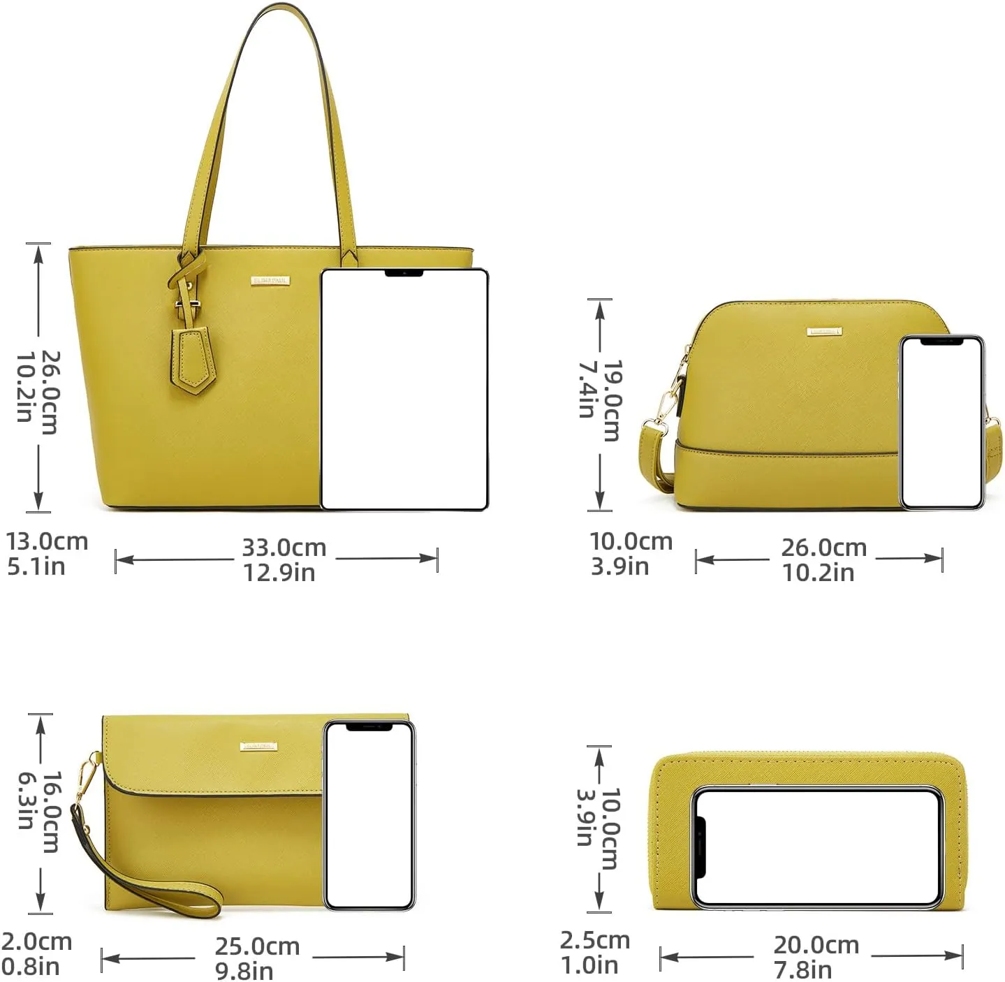 Women Fashion Handbags Wallet Tote Bag Shoulder Bag Top Handle Satchel Purse Set 4pcs