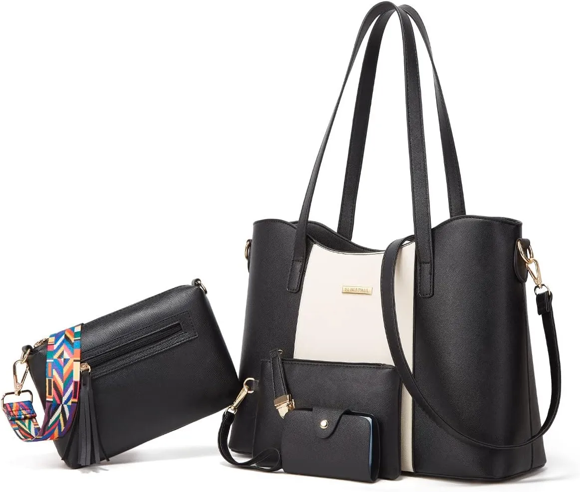 Women Fashion Handbags Wallet Tote Bag Shoulder Bag Top Handle Satchel Purse Set 4pcs